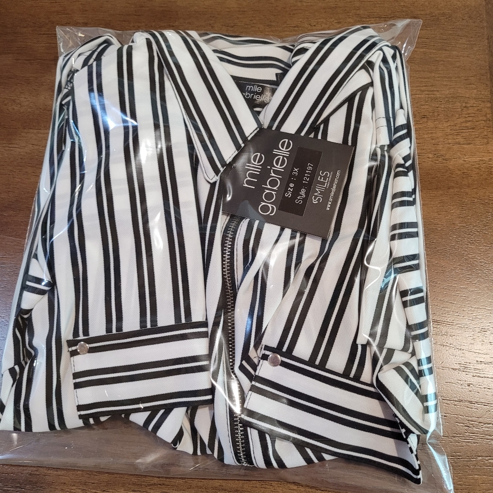 Mlle Gabriel NWT size 3X black and white strip women's dress - Picture 14 of 14